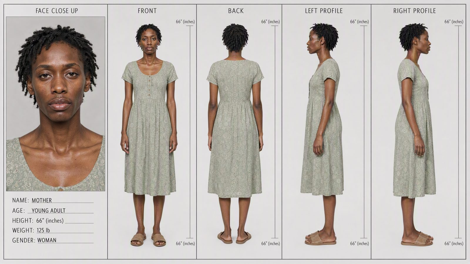 The mother: Their mother: the sage housedress from the flashbacks.