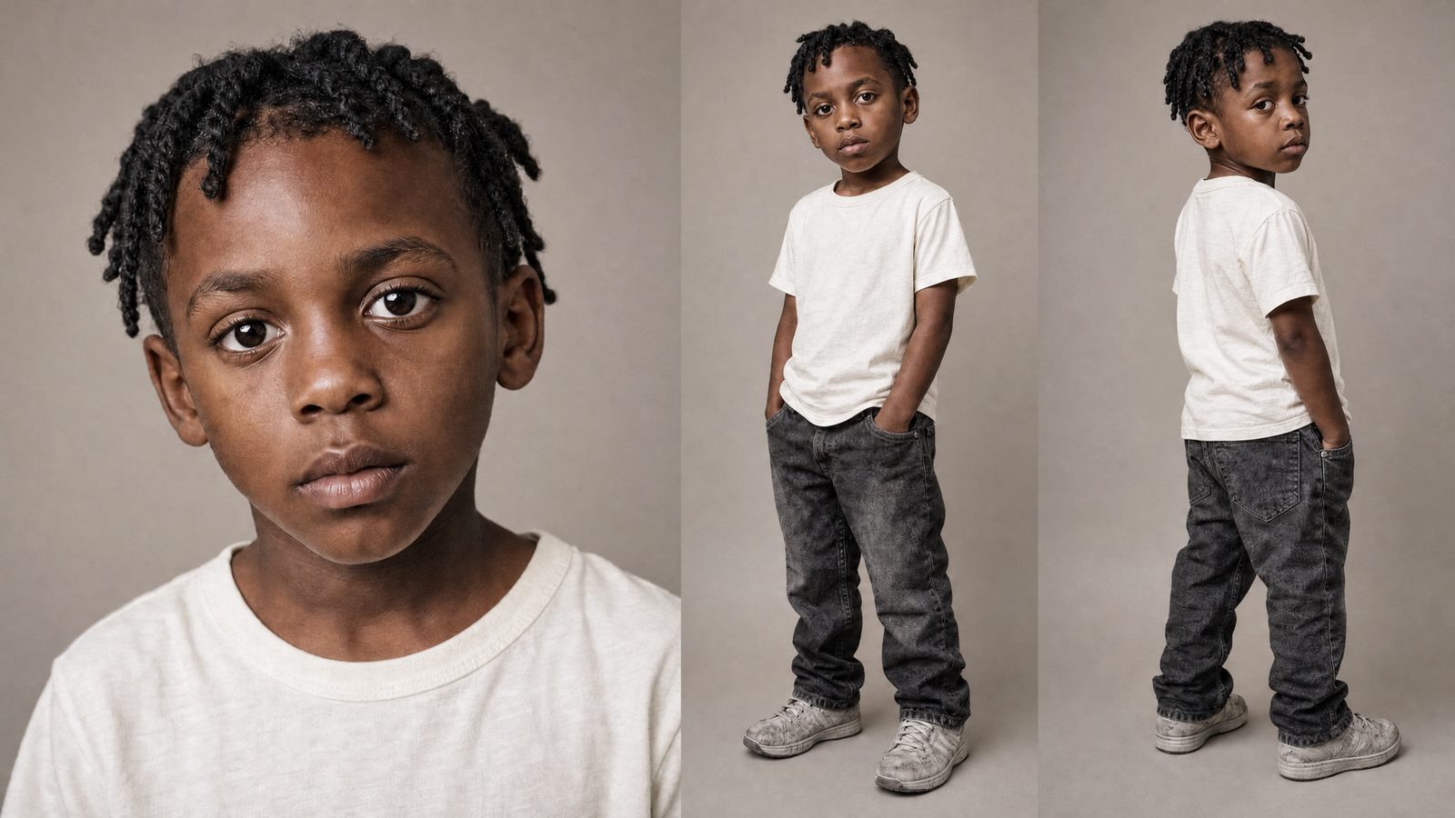 Marcus at eight: The locked plate for the childhood flashbacks.